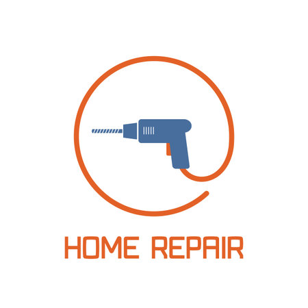 Home repair and remodel vector, icon, badge. House rebuildign conceptのイラスト素材