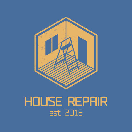 House repair and remodel vector, icon, badge. Home rebuilding conceptのイラスト素材