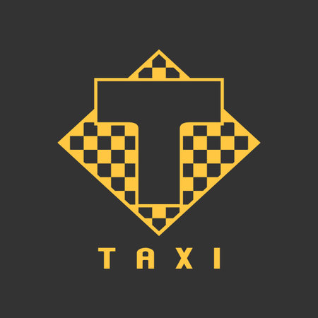 Taxi, cab vector logo, icon, design. Street car hire, taxicab black and yellow background, badge, app emblemのイラスト素材