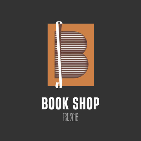 Bookstore, bookshop vector emblem sign symbol. Book graphic design element for book shop, store, learn and knowledge conceptのイラスト素材