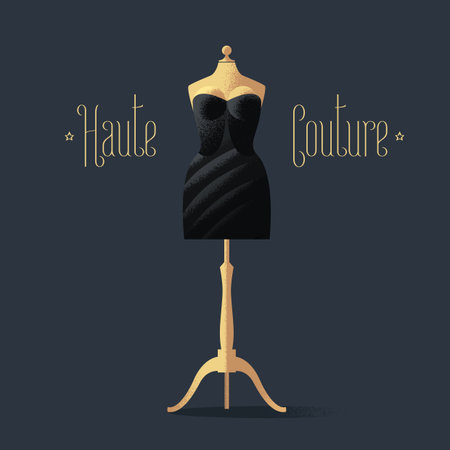 Elegant vector black dress for dinner, cocktail. Fashion concept design illustration, element for shop, store, sale posterのイラスト素材