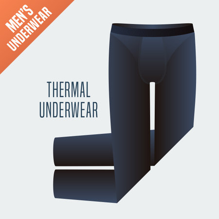 Men's underwear vector illustration. Garment, clothes detail, design element displayed for retail. Men thermal warm underwear modelのイラスト素材
