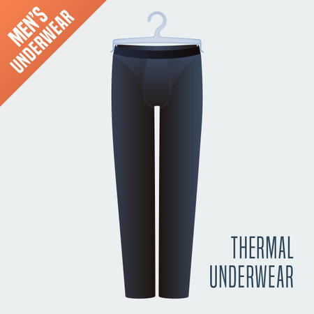 Men's underwear, pants vector illustration. Design element, clothing detail for thermal male underwear model for poster, flyer, display in retail, storeのイラスト素材