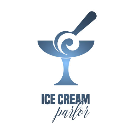 Ice cream vector logo, sign, symbol, illustration, icon. Graphic template design element with soft ice cream scoop for parlor menuのイラスト素材