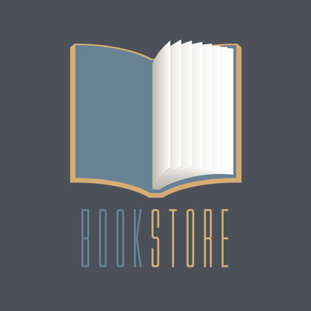 Bookstore, bookshop vector sign icon symbol emblem. Graphic design element with open bookのイラスト素材