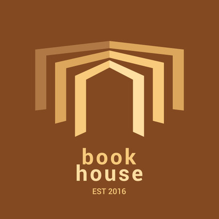 Bookstore, bookshop, library vector sign, icon, symbol, emblem. Minimalistic graphic design element with open book for book store, e-booksのイラスト素材