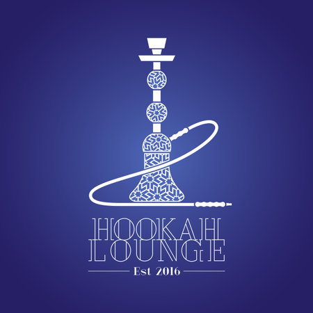 Hookah vector, icon, symbol, emblem, sign. Isolated decorative graphic design element for hookah lounge, bar. Turkish, Arabic style illustrationのイラスト素材