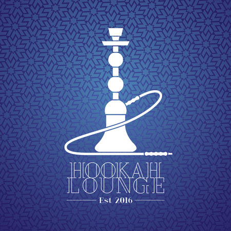 Hookah vector, icon, symbol, emblem, sign. Template graphic design element for menu of hookah lounge, bar, vintage style decorationのイラスト素材