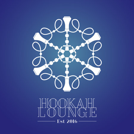 Hookah vector, icon, symbol, emblem, sign. Template graphic design element for menu of hookah and tobacco lounge, bar, chill outのイラスト素材