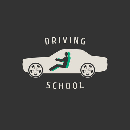 Automobile driving school vector logo, sign, emblem. Car, auto silhouette design element. Driving lessons concept illustration, insignia, advertisingのイラスト素材