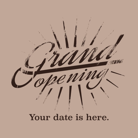 Grand opening vector illustration, background with lettering sign. Template banner, flyer, design element, decoration for opening ceremonyのイラスト素材