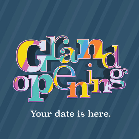 Grand opening vector banner, illustration, flyer, poster. Template design element with letters for opening ceremony, shop, store, startupのイラスト素材