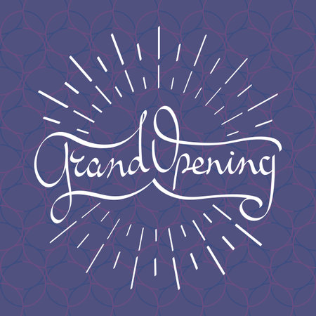 Grand opening vector banner, illustration. Template design element with Arabic style lettering for new shop or startup opening ceremony can be used as poster or backgroundのイラスト素材