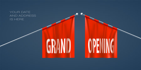 Grand opening vector illustration for new store. Template design element for opening event can be used as banner or backgroundの写真素材