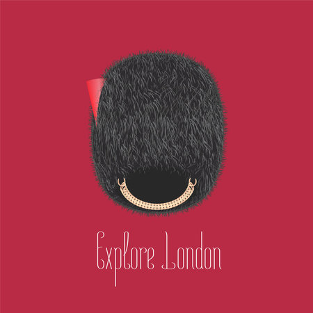 Queens guard, beefeater traditional hat vector illustration. Concept design for travel to London, UKのイラスト素材