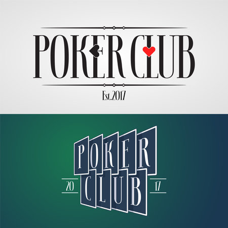 Set of poker, casino vector icon, logo. Design elements with playing cards and suits for poker club identityのイラスト素材
