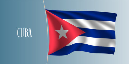 Cuba waving flag vector illustration. Stripes and star as a national Cuban symbolのイラスト素材