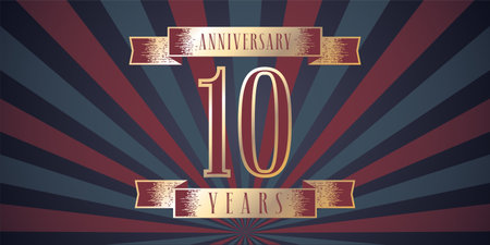 10 years anniversary vector icon, logo. Graphic design element with abstract background for 10th anniversary cardのイラスト素材