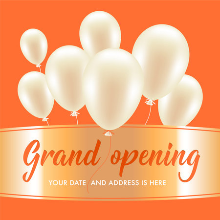 Grand opening vector background. Air balloons design element for poster or banner for opening ceremonyのイラスト素材