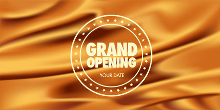 Grand opening vector illustration, poster. Template banner with graphic pattern and sign for opening eventのイラスト素材
