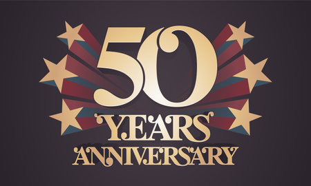 50 years anniversary vector icon, logo. Graphic design element with golden numbers for 50th anniversary celebrationのイラスト素材