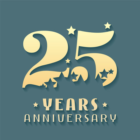25 years anniversary vector icon, symbol, logo. Graphic design element for 25th anniversary birthday cardのイラスト素材
