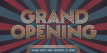 Grand opening vector background. Golden sign and graphic backdrop design element for poster or banner for opening eventのイラスト素材
