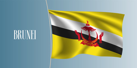 Brunei waving flag vector illustration. Iconic design element as a national symbolのイラスト素材