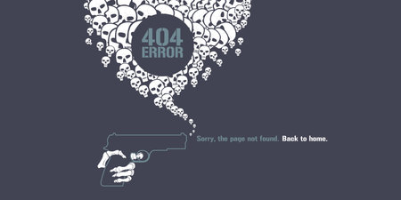 404 error page vector illustration, banner with not found text. Gun and message bubble background for error 404 concept web design elementのイラスト素材