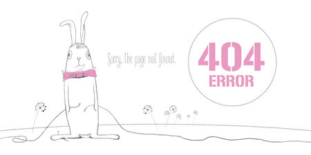 404 error page vector illustration, banner with not found text. Rabbit disconnecting wires...