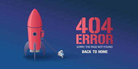 404 error page vector illustration, banner with not found text. Cartoon spaceman with computer background for error 404 concept web design elementのイラスト素材