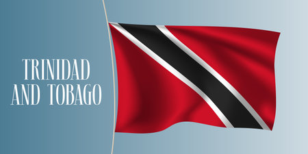 Trinidad and Tobago waving flag vector illustration. Iconic design element as a national symbol.のイラスト素材