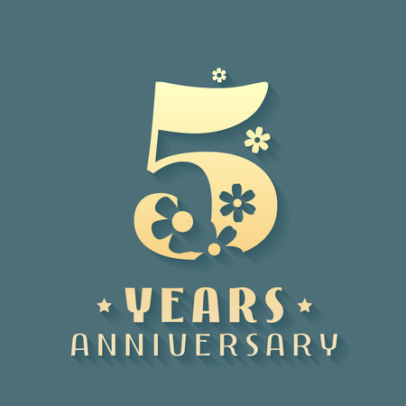 5 years anniversary icon, symbol. Graphic design element for 5th anniversary birthday card or invitationのイラスト素材