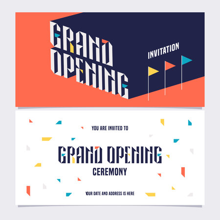 Template design element for invitation card to grand opening ceremony. Store opening soon inviteの写真素材