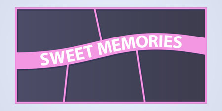 Collage of photo frames vector illustration, background. Sign Sweet memories and collection of photo frames for insertion of picturesのイラスト素材