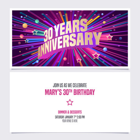 30 years anniversary invitation vector illustration. Graphic design elementのイラスト素材