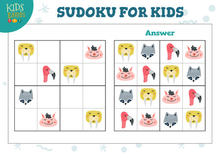 Sudoku for kids educational game vector illustrationのイラスト素材