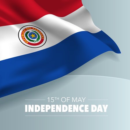 Paraguay happy independence day greeting card, banner, vector illustrationのイラスト素材