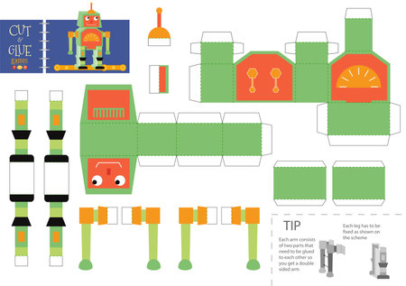 Cut and glue robot toy vector illustrationのイラスト素材