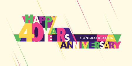 40 years anniversary vector logo, icon. Template banner with modern composition of lettersのイラスト素材