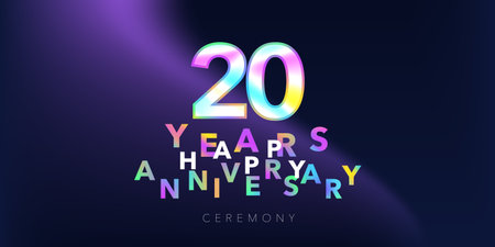 20 years anniversary vector logo, icon. Design element with number and text