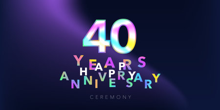 40 years anniversary vector logo, icon. Design element with number and textのイラスト素材