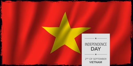 Vietnam happy independence day greeting card, banner vector illustrationのイラスト素材