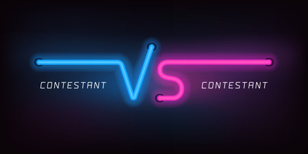 Vs vector icons, logo. Neon lights style for versus signのイラスト素材