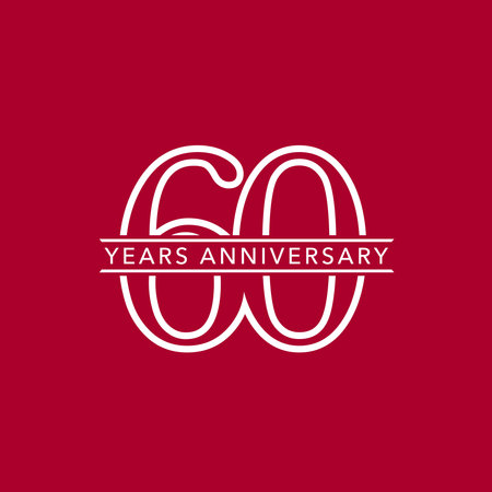 60 years anniversary vector icon, logo. Design element with composition of number and textのイラスト素材