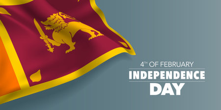 Sri Lanka independence day greeting card, banner with template text vector illustrationのイラスト素材