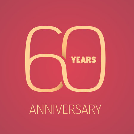 60 years anniversary vector logo, icon. Symbol with golden color numberのイラスト素材