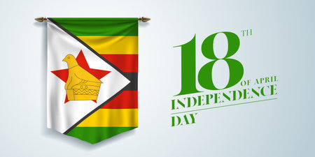 Zimbabwe independence day greeting card, banner, vector illustrationのイラスト素材