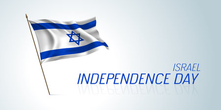 Israel independence day greeting card, banner, horizontal vector illustrationのイラスト素材