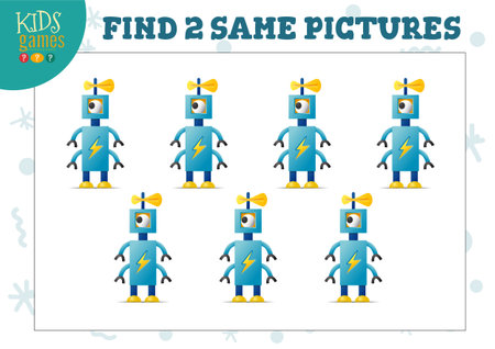 Find two same pictures kids game vector illustration.のイラスト素材